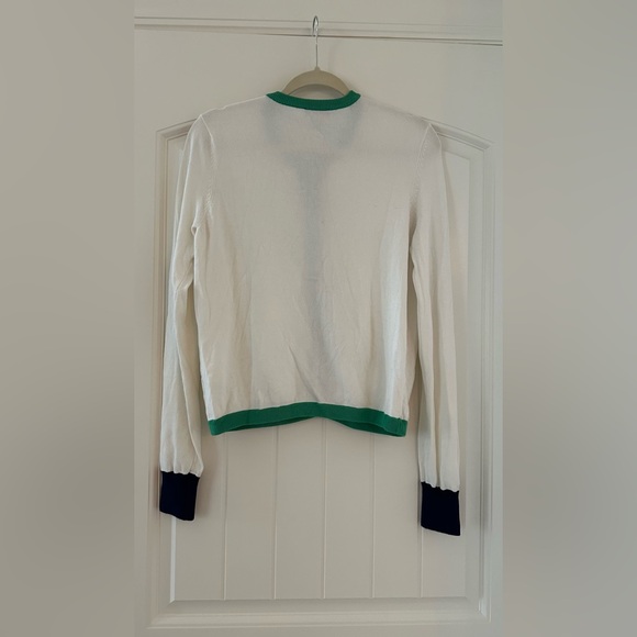 Women’s The Webster Miami Button-Up Cardigan Sweater XS Cream w/ Green Trim - Picture 5 of 9